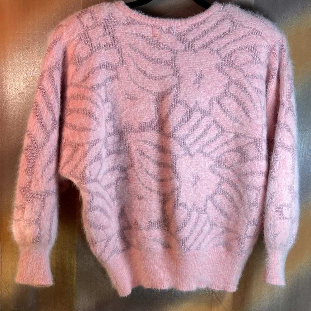 Vintage 80’s pink beaded angora luscious pink sweater. Size S 42” chest. 131‎